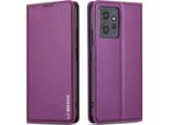 Custodia Magnetica In Pelle Flip Per Xiaomi Redmi Note 12 4G, Con Slot Per Schede E Funzione Stand Viola