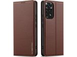 Custodia Magnetica In Pelle Flip Per Xiaomi Redmi Note 11 Pro / Note12 Pro 4G, Con Slot Per Schede E Funzione Stand Marrone