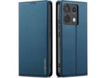 Custodia Magnetica In Pelle Flip Per Xiaomi Redmi Note 13 4G, Con Slot Per Schede E Funzione Stand Blu