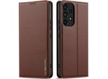 Custodia Magnetica In Pelle Flip Per Samsung Galaxy A52S / A52 5G/A52 4G, Con Slot Per Schede E Funzione Stand Marrone