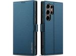 Custodia Magnetica In Pelle Flip Per Samsung Galaxy S25 Ultra, Con Slot Per Schede E Funzione Stand Blu