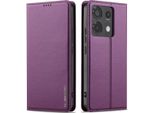 Custodia Magnetica In Pelle Flip Per Xiaomi Redmi Note 13 4G, Con Slot Per Schede E Funzione Stand Viola