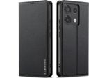 Custodia Magnetica In Pelle Flip Per Xiaomi Redmi Note 13 4G, Con Slot Per Schede E Funzione Stand Nero