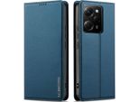 Custodia Magnetica In Pelle Flip Per Xiaomi Redmi Note 12 5G/Poco X5, Con Slot Per Schede E Funzione Stand Blu