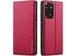 Custodia Magnetica In Pelle Flip Per Xiaomi Redmi Note 11 Pro / Note12 Pro 4G, Con Slot Per Schede E Funzione Stand Rosso
