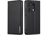 Custodia Magnetica In Pelle Flip Per Xiaomi Redmi Note 13 Pro 4G, Con Slot Per Schede E Funzione Stand Nero