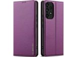 Custodia Magnetica In Pelle Flip Per Samsung Galaxy A52S / A52 5G/A52 4G, Con Slot Per Schede E Funzione Stand Viola