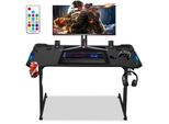 Clanmacy 140 X 60 Cm Scrivania Da Gioco Con Tappetino Per Mouse, Led, Scrivania Da Gioco, Scrivania Per Pc Scrivania Per Computer Con Gancio Per Cuffie Nero