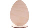 Uovo In Legno Su Supporto 10 Cm - Decorazione