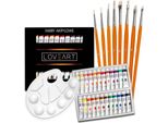 Set Di Colori Loveart Acrilici 24X12Ml + Pennello + Tavolozza / Set Di Pennelli Set Di Colori