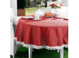 Emhelle Tovaglia Da Giardino Balcone Terrazza 130 Cm Rotonda, Rosso