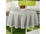 Emhelle Tovaglia Da Giardino Balcone Terrazzo 160 Cm Rotonda, Grigio Argento