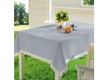 Emhelle Tovaglia Da Giardino Balcone Terrazza 130 X 160 Cm, Grigio Argento