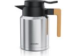Arendo Thermos 1,2L In Acciaio Inox, Caraffa Sottovuoto Con Manico In Legno, Caraffa Da Caffè A Doppia Parete, A Prova Di Perdite, 1,2 Litri, 1200 Ml, Coperchio Rimovibile, Chiusura Rapida, Senza Bpa