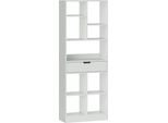 Libreria Aiorber, Struttura Robusta, Scaffale In Piedi, Con 9 Ripiani, 1 Cassetto, Con Protezione Antiribaltamento, Per Soggiorno, Ufficio, 60 X 26 X 158 Cm, Bianco