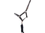 Hy - Cavezza E Corda Per Guinzaglio "Elevate Allure"" BZ5950 (Pony) (Blu Navy/Oro Rosa)"