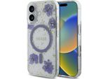 Etui Guess Resin Flowers Glitter Magsafe Do Iphone 16 Fioletowy