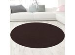 Morbido Tappeto A Pelo Alto Accogliente E Di Facile Manutenzione Moderno Soggiorno Camera Da Letto Sala Da Pranzo In Marrone Dimensioni - 120 Cm Rotondo