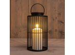 2.02 Lanterna Led In Metallo Con Candela Per Interni Ed Esterni - Circa 26 X 15 Cm - Luce Decorativa Con Timer Da Appendere O Da Appoggiare