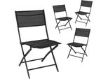 3.12 Sedia Pieghevole Da Balcone Con Schienale In Tessuto - Set Di 4 - Colore: Nero (4 Pezzi / 1 Scatola)