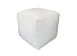 Pouf&Pillows Pouf Quadrato - Fatto A Mano - Bianco - In Lana E Cotone - Pouf In Tessuto - 40X40X35 Cm