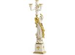 Casa Padrino Portacandele In Porcellana Barocca Lato Destro Bianco/Oro H. 68 Cm - Italy