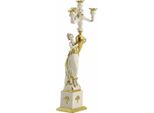 Casa Padrino Portacandele In Porcellana Barocca Lato Sinistro Bianco/Oro H. 68 Cm - Italy