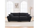 Lvhom Divano Doppio Con Cuscini, Divano A 2 Posti Con Sedute Profonde, Divano Imbottito Poltrona Chaise Longue Lounge Sofa, Per Soggiorno, Nero