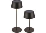 Briloner Awia Lampada Da Tavolo Led Senza Fili IP44, Dimmerabile, Touch, Cct, Batteria Ricaricabile, Solare, Nera, Ø11,5 X 32 Cm