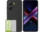 Per Xiaomi Poco X7 Pro 5G / Redmi Turbo 4 Custodia Protettiva In Silicone Tpu Per Cellulare Nero + Pellicola In Vetro Temperato H9