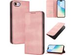 Custodia Per Iphone 6/7/8/SE 2020/Iphone Se 2022, Custodia In Pelle Vintage Con Protezione Rfid, Slot Per Carte, Supporto Rosa