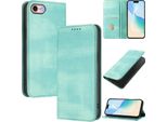 Custodia Per Iphone 6/7/8/SE 2020/Iphone Se 2022, Custodia In Pelle Vintage Con Protezione Rfid, Slot Per Carte, Supporto Turchese