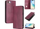 Custodia Per Iphone 6/7/8/SE 2020/Iphone Se 2022, Custodia In Pelle Vintage Con Protezione Rfid, Slot Per Schede, Supporto Rosso