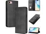 Custodia Per Iphone 6/7/8/SE 2020/Iphone Se 2022, Custodia In Pelle Vintage Con Protezione Rfid, Slot Per Carte, Supporto Nero