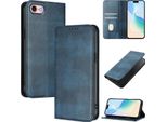 Custodia Per Iphone 6/7/8/SE 2020/Iphone Se 2022, Custodia In Pelle Vintage Con Protezione Rfid, Slot Per Carte Di Credito, Supporto Blu