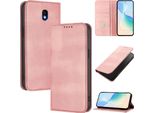 Custodia Per Samsung Galaxy J7 2017 / J7 Pro 2017, Custodia In Pelle Vintage Con Protezione Rfid, Slot Per Carte, Supporto Rosa