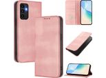 Custodia Per Samsung Galaxy A13/A04S/A04/M13 5G, Custodia In Pelle Vintage Con Protezione Rfid, Slot Per Schede, Supporto Rosa