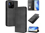 Custodia Per Xiaomi Redmi 10A/Redmi 9C, Custodia In Pelle Vintage Con Protezione Rfid, Slot Per Schede, Supporto Nero
