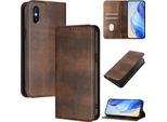 Custodia Per Xiaomi Redmi 9A, Custodia In Pelle Vintage Con Protezione Rfid, Slot Per Schede, Supporto Marrone
