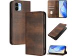 Custodia Per Xiaomi Redmi A1/Redmi A2, Custodia In Pelle Vintage Con Protezione Rfid, Slot Per Schede, Supporto Marrone