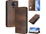 Custodia Per Xiaomi Redmi Note 9, Custodia In Pelle Vintage Con Protezione Rfid, Slot Per Schede, Supporto Marrone