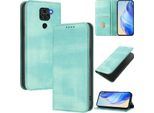 Custodia Per Xiaomi Redmi Note 9, Custodia In Pelle Vintage Con Protezione Rfid, Slot Per Schede, Supporto Turchese