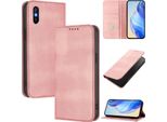 Custodia Per Xiaomi Redmi 9A, Custodia In Pelle Vintage Con Protezione Rfid, Slot Per Schede, Supporto Rosa