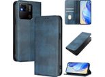 Custodia Per Xiaomi Redmi 10A/Redmi 9C, Custodia In Pelle Vintage Con Protezione Rfid, Slot Per Schede, Supporto Blu