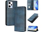 Custodia Per Xiaomi Poco X5 Pro/Redmi Note 12 Pro 5G, Custodia In Pelle Vintage Con Protezione Rfid, Slot Per Carte, Supporto Blu
