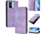 Custodia Per Xiaomi Redmi 12C, Custodia In Pelle Vintage Con Protezione Rfid, Slot Per Schede, Supporto Viola
