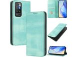 Custodia Per Xiaomi Redmi 10, Custodia In Pelle Vintage Con Protezione Rfid, Slot Per Schede, Supporto Turchese