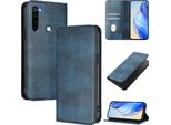 Custodia Per Xiaomi Redmi Note 8, Custodia In Pelle Vintage Con Protezione Rfid, Slot Per Schede, Supporto Blu