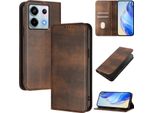 Custodia Per Xiaomi Redmi Note 13 Pro 5G/Poco X6 5G, Custodia In Pelle Vintage Con Protezione Rfid, Slot Per Schede, Supporto Marrone