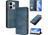 Custodia Per Xiaomi Redmi Note 14 4G, Custodia In Pelle Vintage Con Protezione Rfid, Slot Per Schede, Supporto Blu